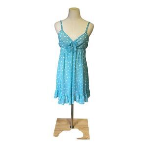 Oscar De La Renta Women's Vintage Blue &  White Polka Dots Dress & Robe Size S